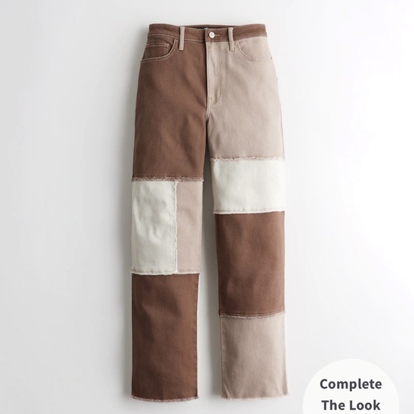 Ultra High Rise Brown patchwork dad jeans - Picture 2 of 5
